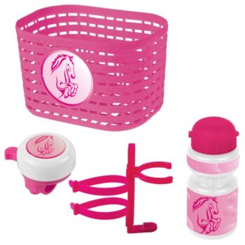 accessoiresset Paard meisjes roze/wit 4-delig