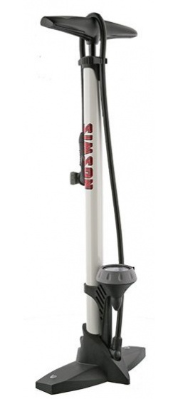 fietspomp met manometer staal 61 cm wit (020601)